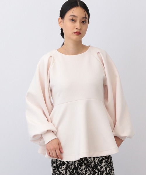 A part by（アパートバイ）の「ダンボールペプラムプルオーバー_長袖/（Tシャツ/カットソー・レディース・アイボリー/ブラック・FREE）」の7枚目の写真