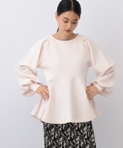 A part by（アパートバイ）の「ダンボールペプラムプルオーバー_長袖/（Tシャツ/カットソー・レディース・アイボリー/ブラック・FREE）」の8枚目の写真