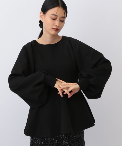 A part by（アパートバイ）の「ダンボールペプラムプルオーバー_長袖/（Tシャツ/カットソー・レディース・アイボリー/ブラック・FREE）」の10枚目の写真