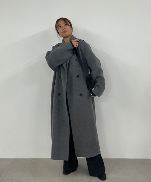 ETRE TOKYO（エトレトウキョウ）の「ダブルブレストリバーロングコート（チェスターコート・レディース・グレー/ベージュ・M/S）」の13枚目の写真