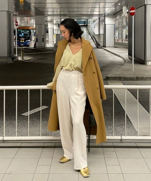 ETRE TOKYO（エトレトウキョウ）の「ダブルブレストリバーロングコート（チェスターコート・レディース・グレー/ベージュ・M/S）」の14枚目の写真