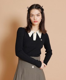 襟付きリブニット