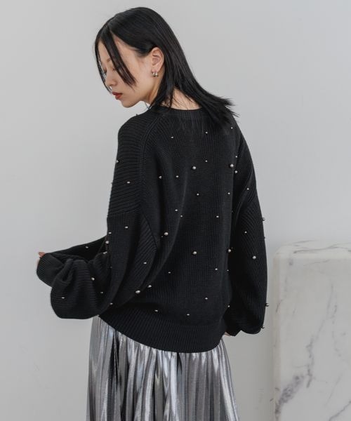 JEANASIS（ジーナシス）の「7Gメタルビジュープルオーバー/993956（ニット/セーター・レディース・ブラック/グレー系その他/ボルドー/ネイビー・FREE）」の5枚目の写真