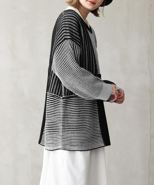 osharewalker（オシャレウォーカー）の「『2重臼ミックスニット』（ニット/セーター・レディース・ブラック/杢グレー・FREE）」の5枚目の写真