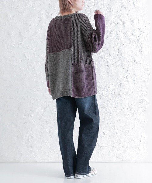 osharewalker（オシャレウォーカー）の「『2重臼ミックスニット』（ニット/セーター・レディース・ブラック/杢グレー・FREE）」の9枚目の写真