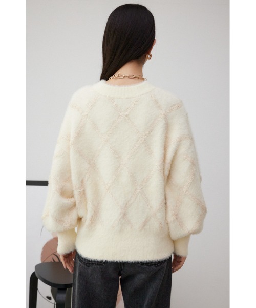 AZUL by moussy(アズールバイマウジー)の「チェックシャギーニットトップス(ニット/セーター・レディース・ライトグレー/ダークグレー/アイボリー/ブルー・FREE)」の8枚目の写真