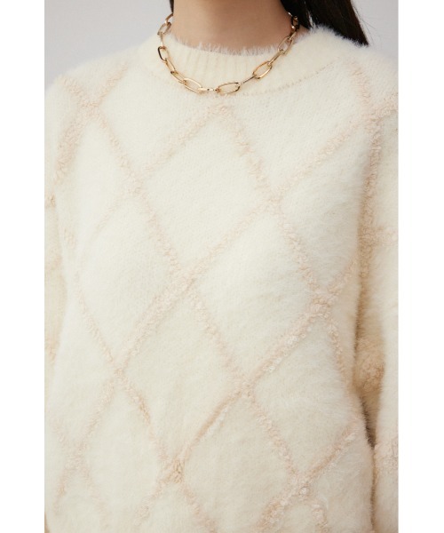 AZUL by moussy(アズールバイマウジー)の「チェックシャギーニットトップス(ニット/セーター・レディース・ライトグレー/ダークグレー/アイボリー/ブルー・FREE)」の9枚目の写真