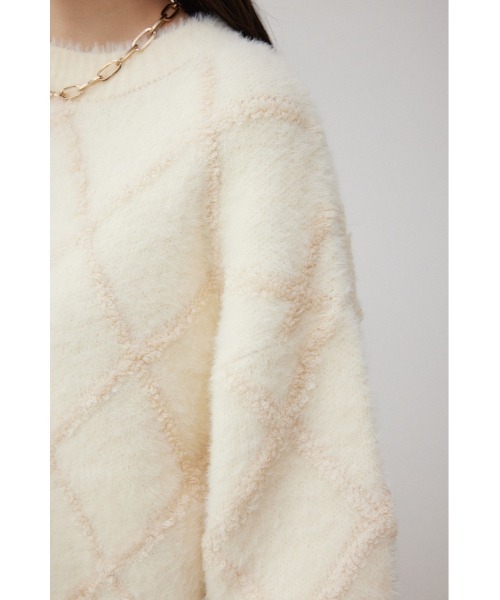 AZUL by moussy(アズールバイマウジー)の「チェックシャギーニットトップス(ニット/セーター・レディース・ライトグレー/ダークグレー/アイボリー/ブルー・FREE)」の10枚目の写真