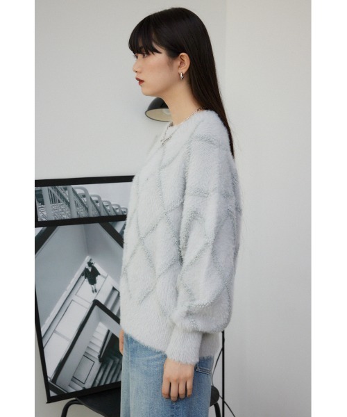 AZUL by moussy(アズールバイマウジー)の「チェックシャギーニットトップス(ニット/セーター・レディース・ライトグレー/ダークグレー/アイボリー/ブルー・FREE)」の17枚目の写真