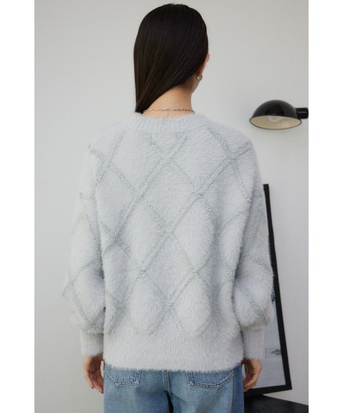AZUL by moussy(アズールバイマウジー)の「チェックシャギーニットトップス(ニット/セーター・レディース・ライトグレー/ダークグレー/アイボリー/ブルー・FREE)」の18枚目の写真
