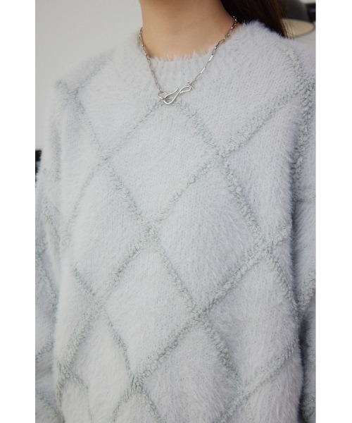 AZUL by moussy(アズールバイマウジー)の「チェックシャギーニットトップス(ニット/セーター・レディース・ライトグレー/ダークグレー/アイボリー/ブルー・FREE)」の19枚目の写真