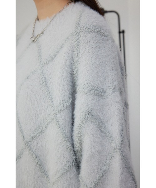 AZUL by moussy(アズールバイマウジー)の「チェックシャギーニットトップス(ニット/セーター・レディース・ライトグレー/ダークグレー/アイボリー/ブルー・FREE)」の20枚目の写真