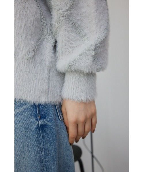 AZUL by moussy(アズールバイマウジー)の「チェックシャギーニットトップス(ニット/セーター・レディース・ライトグレー/ダークグレー/アイボリー/ブルー・FREE)」の21枚目の写真