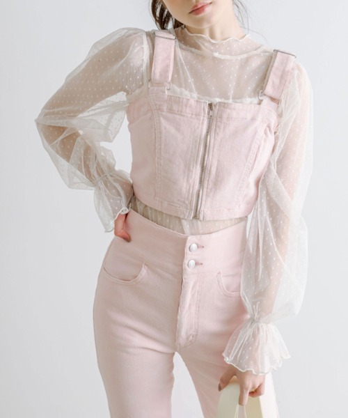 OLIVE des OLIVE（オリーブデオリーブ）の「マルチWAYセンターホックサロペット　1041090040（サロペット/オーバーオール・レディース・ケミカルウォッシュ/ピンク・FREE）」の7枚目の写真