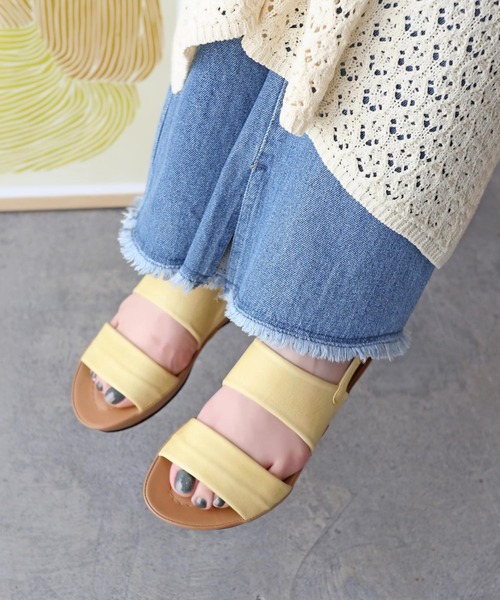 MODE KAORI（モードカオリ）の「ストラッププラットサンダル/35746（サンダル・レディース・イエロー/ベージュ系その他/ブラック・L/S/M/XL）」の15枚目の写真