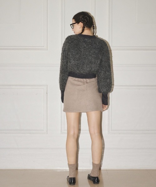 新品 MIRO AMURETTE ミロアミュレット ウールミニスカート グレー MIRO AMURETTE（ミロアミュレット）の「piping wool mini skirt