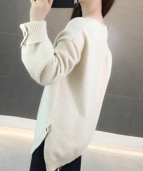 Miniministore(ミニミニストア)の「vネックニットトップス レディース 秋冬(ニット/セーター・レディース・イエロー/オフホワイト/ピンク/ブルー/ミント・FREE)」の7枚目の写真