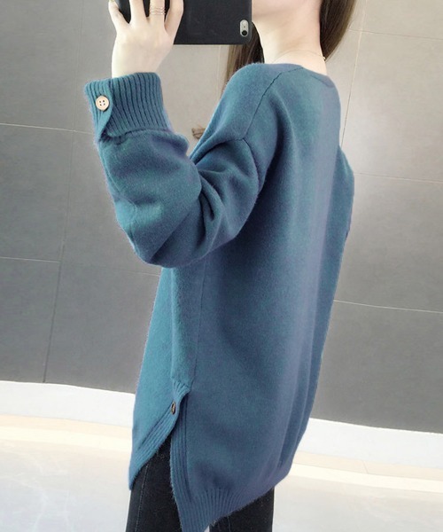 Miniministore(ミニミニストア)の「vネックニットトップス レディース 秋冬(ニット/セーター・レディース・イエロー/オフホワイト/ピンク/ブルー/ミント・FREE)」の15枚目の写真
