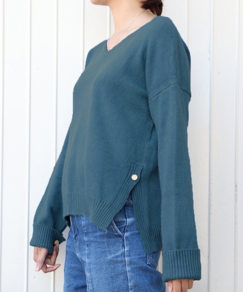 Miniministore(ミニミニストア)の「vネックニットトップス レディース 秋冬(ニット/セーター・レディース・イエロー/オフホワイト/ピンク/ブルー/ミント・FREE)」の17枚目の写真