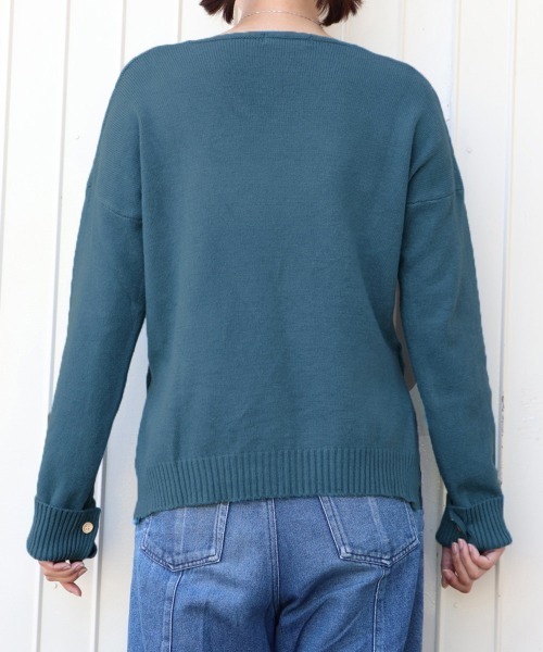 Miniministore(ミニミニストア)の「vネックニットトップス レディース 秋冬(ニット/セーター・レディース・イエロー/オフホワイト/ピンク/ブルー/ミント・FREE)」の18枚目の写真