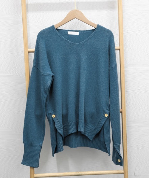 Miniministore(ミニミニストア)の「vネックニットトップス レディース 秋冬(ニット/セーター・レディース・イエロー/オフホワイト/ピンク/ブルー/ミント・FREE)」の20枚目の写真