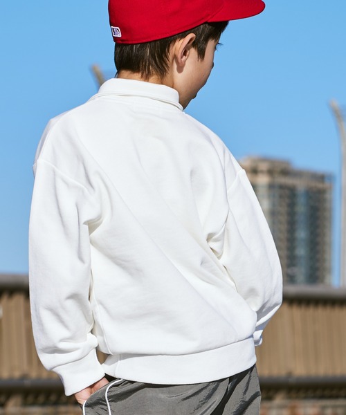 PAIRMANON STREET(ペアマノンストリート)の「【PAIRMANON STREET】 【SET UP着用可】 裏毛 胸刺繍 エンブロイダリー ハーフジップ 長袖 トレーナー(スウェット・キッズ・ホワイト/グレー/ネイビー/ブラック・120/110/100/90/130/140/150)」の7枚目の写真