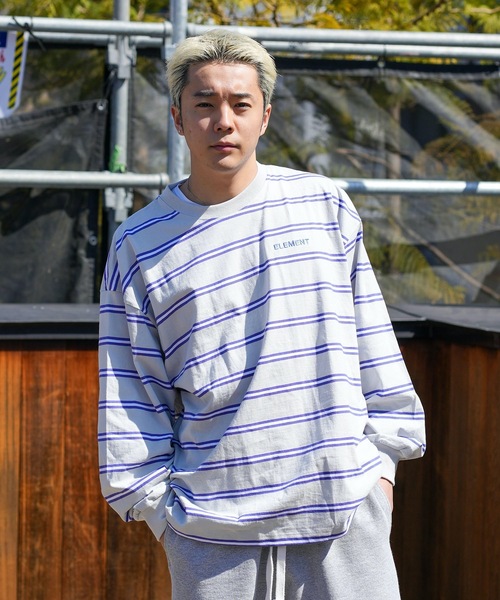 ELEMENT(エレメント)の「ELEMENT メンズ STRAIGHT LS ロンT/エレメント長袖ボーダーロンT(Tシャツ/カットソー・メンズ・ホワイト/ブラック/グレー/グリーン・X-LARGE/LARGE/MEDIUM)」の3枚目の写真