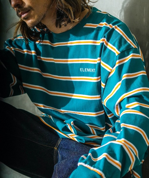 ELEMENT(エレメント)の「ELEMENT メンズ STRAIGHT LS ロンT/エレメント長袖ボーダーロンT(Tシャツ/カットソー・メンズ・ホワイト/ブラック/グレー/グリーン・X-LARGE/LARGE/MEDIUM)」の4枚目の写真