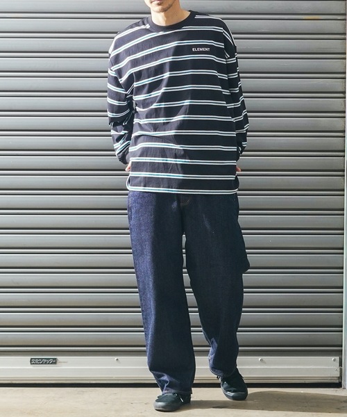 ELEMENT(エレメント)の「ELEMENT メンズ STRAIGHT LS ロンT/エレメント長袖ボーダーロンT(Tシャツ/カットソー・メンズ・ホワイト/ブラック/グレー/グリーン・X-LARGE/LARGE/MEDIUM)」の7枚目の写真