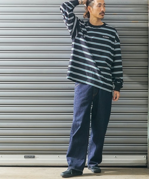 ELEMENT(エレメント)の「ELEMENT メンズ STRAIGHT LS ロンT/エレメント長袖ボーダーロンT(Tシャツ/カットソー・メンズ・ホワイト/ブラック/グレー/グリーン・X-LARGE/LARGE/MEDIUM)」の6枚目の写真