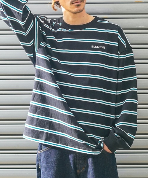 ELEMENT(エレメント)の「ELEMENT メンズ STRAIGHT LS ロンT/エレメント長袖ボーダーロンT(Tシャツ/カットソー・メンズ・ホワイト/ブラック/グレー/グリーン・X-LARGE/LARGE/MEDIUM)」の13枚目の写真