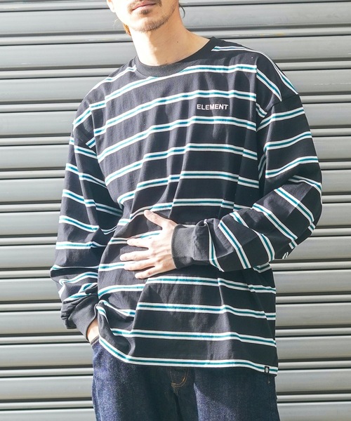 ELEMENT(エレメント)の「ELEMENT メンズ STRAIGHT LS ロンT/エレメント長袖ボーダーロンT(Tシャツ/カットソー・メンズ・ホワイト/ブラック/グレー/グリーン・X-LARGE/LARGE/MEDIUM)」の12枚目の写真