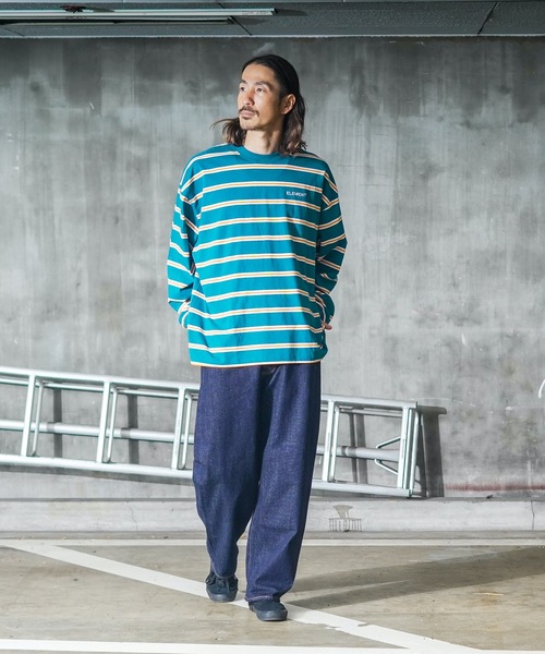 ELEMENT(エレメント)の「ELEMENT メンズ STRAIGHT LS ロンT/エレメント長袖ボーダーロンT(Tシャツ/カットソー・メンズ・ホワイト/ブラック/グレー/グリーン・X-LARGE/LARGE/MEDIUM)」の16枚目の写真