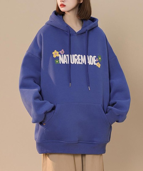 SHEPP(シープ)の「フラワーロゴ オーバーサイズパーカー(パーカー・レディース・アイボリー/ブルー/ブラック・XL/XXX-LARGE/M)」の3枚目の写真