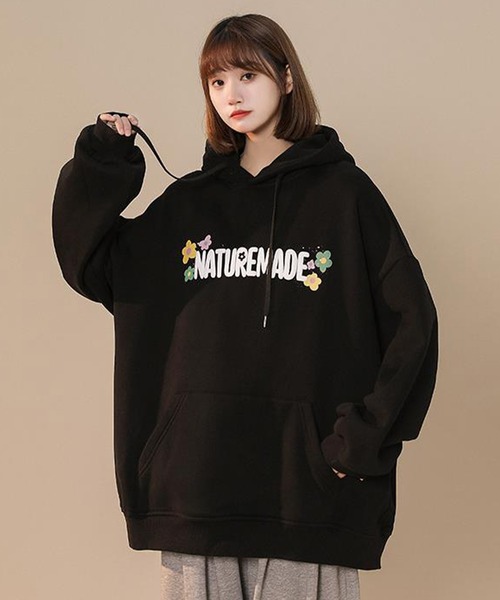 SHEPP(シープ)の「フラワーロゴ オーバーサイズパーカー(パーカー・レディース・アイボリー/ブルー/ブラック・XL/XXX-LARGE/M)」の8枚目の写真