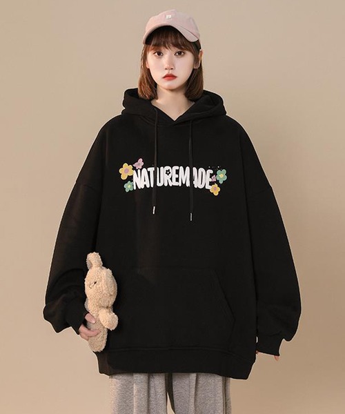 SHEPP(シープ)の「フラワーロゴ オーバーサイズパーカー(パーカー・レディース・アイボリー/ブルー/ブラック・XL/XXX-LARGE/M)」の9枚目の写真