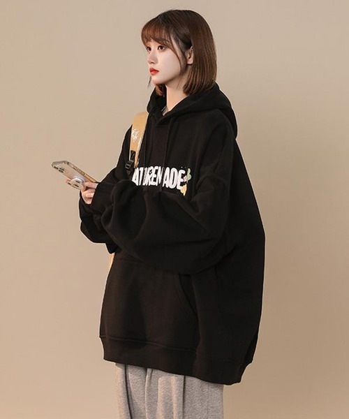 SHEPP(シープ)の「フラワーロゴ オーバーサイズパーカー(パーカー・レディース・アイボリー/ブルー/ブラック・XL/XXX-LARGE/M)」の10枚目の写真