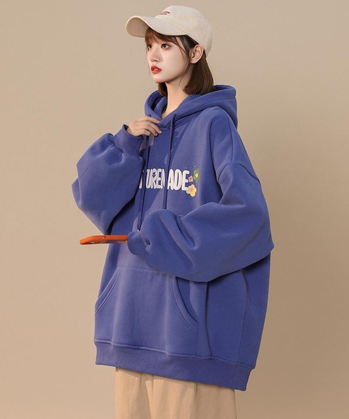 SHEPP(シープ)の「フラワーロゴ オーバーサイズパーカー(パーカー・レディース・アイボリー/ブルー/ブラック・XL/XXX-LARGE/M)」の12枚目の写真