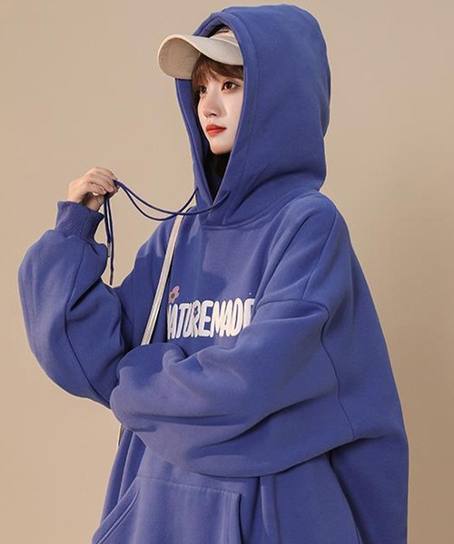 SHEPP(シープ)の「フラワーロゴ オーバーサイズパーカー(パーカー・レディース・アイボリー/ブルー/ブラック・XL/XXX-LARGE/M)」の14枚目の写真