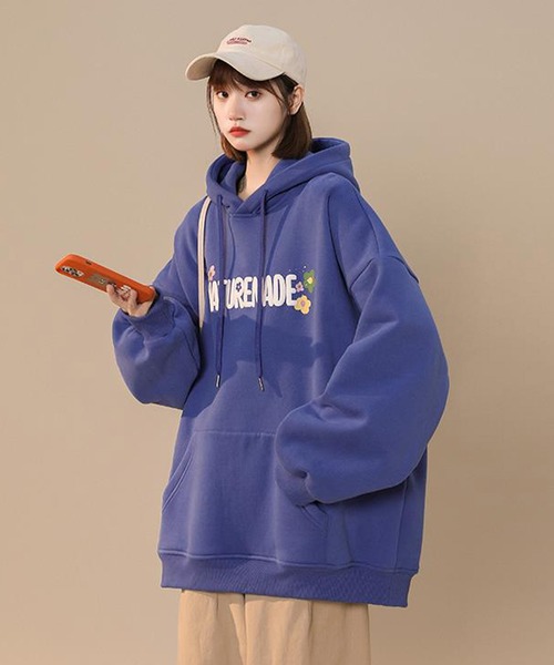 SHEPP(シープ)の「フラワーロゴ オーバーサイズパーカー(パーカー・レディース・アイボリー/ブルー/ブラック・XL/XXX-LARGE/M)」の15枚目の写真