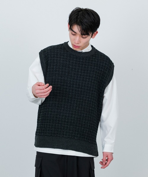 JUNRED（ジュンレッド）の「ツイードベスト（ベスト・メンズ・チャコールグレー/オリーブ/グリーン・S/M/L）」の2枚目の写真