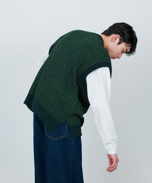 JUNRED（ジュンレッド）の「ツイードベスト（ベスト・メンズ・チャコールグレー/オリーブ/グリーン・S/M/L）」の3枚目の写真