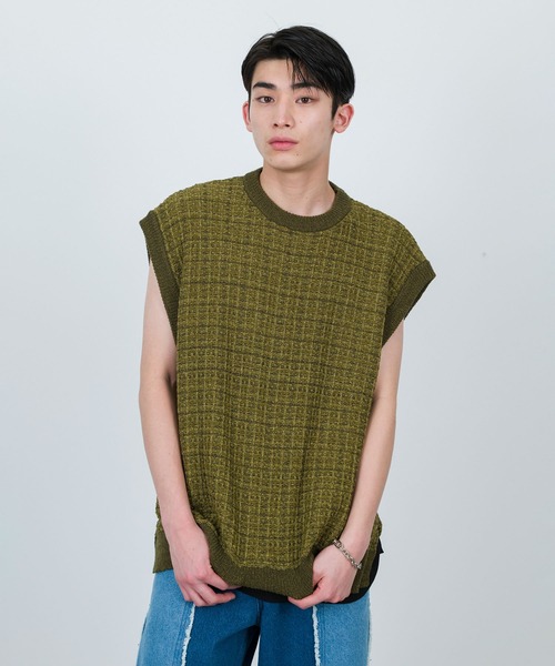 JUNRED（ジュンレッド）の「ツイードベスト（ベスト・メンズ・チャコールグレー/オリーブ/グリーン・S/M/L）」の18枚目の写真