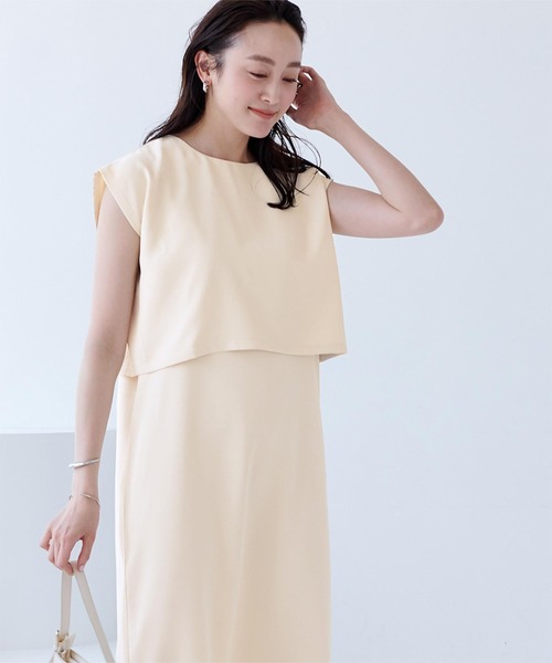 UR'S（ユアーズ）の「クロップドトップス×キャミソールワンピースセットアップ（セットアップ・レディース・ネイビー/アイボリー・S/L/M）」の3枚目の写真