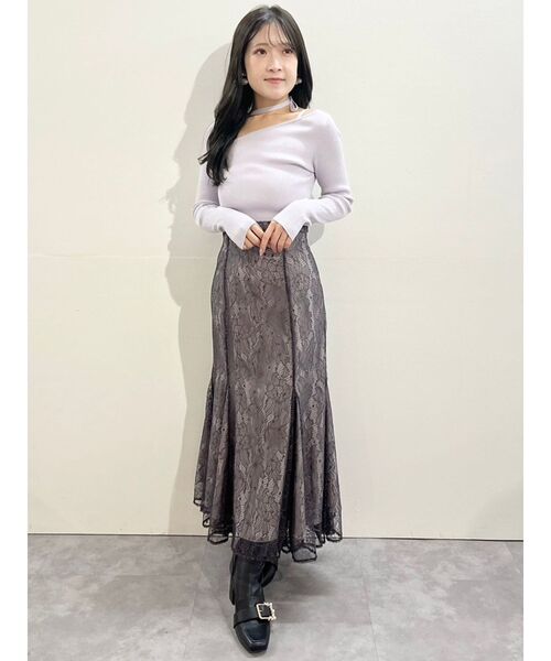 MERCURYDUO(マーキュリーデュオ)の「レースコルセットマーメイドSK【セットアップ着用可】(スカート・レディース・パープル/オフホワイト/ベージュ・X-SMALL/MEDIUM/SMALL)」の8枚目の写真