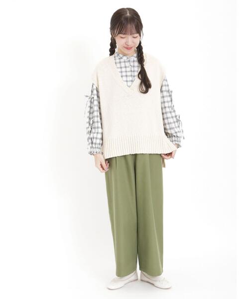 Samansa Mos2（サマンサ モスモス）の「タックゆるストレートパンツ（その他パンツ・レディース・ベージュ/グリーン/ブラック/グレー・F）」の16枚目の写真