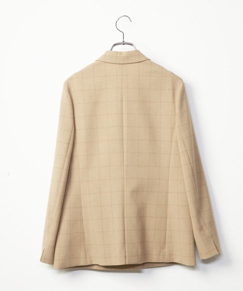 INED CLARO（イネドクラロ）の「【洗えるセットアップ】シャドーブロックチェック柄ジャケット（スーツジャケット・レディース・ベージュ/ネイビー・7号/9号/11号）」の3枚目の写真