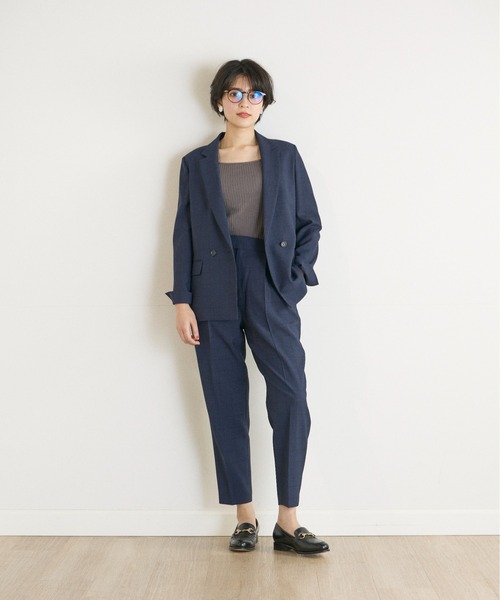 INED CLARO（イネドクラロ）の「【洗えるセットアップ】シャドーブロックチェック柄ジャケット（スーツジャケット・レディース・ベージュ/ネイビー・7号/9号/11号）」の16枚目の写真