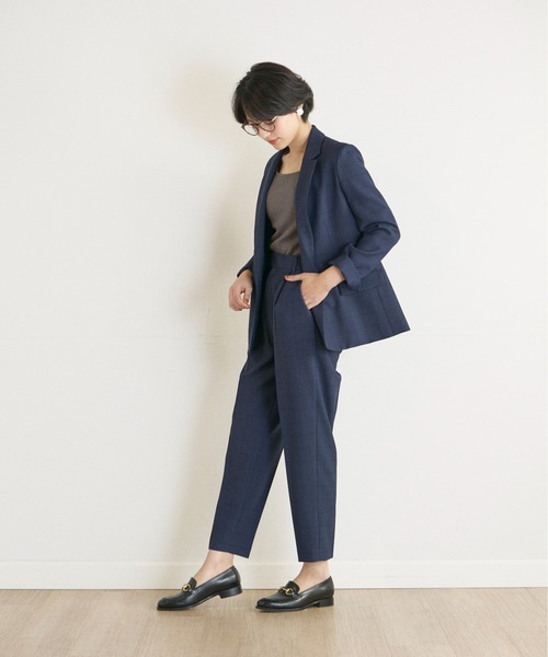 INED CLARO（イネドクラロ）の「【洗えるセットアップ】シャドーブロックチェック柄ジャケット（スーツジャケット・レディース・ベージュ/ネイビー・7号/9号/11号）」の18枚目の写真