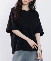 クルーネックオーバーシルエット綿混Tシャツ